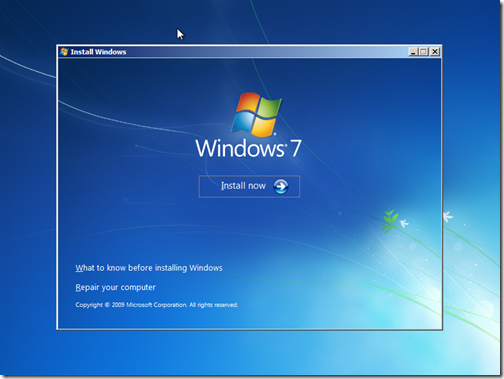 Windows 7 setup