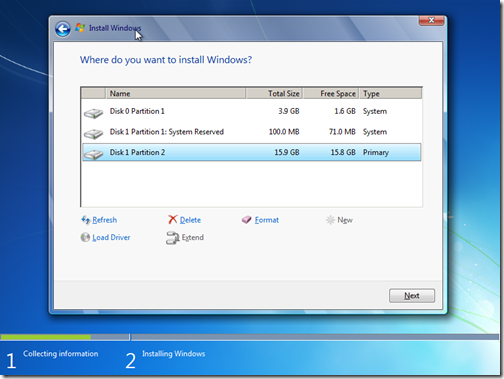 Windows 7 setup