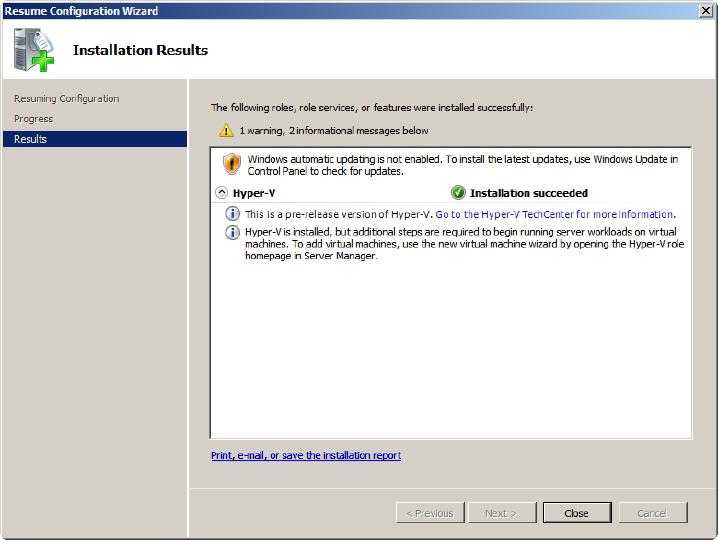 Hyper-V Role Installation, image 8 of 8
