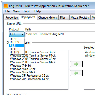 Microsoft Application Virtualization Sequencer Server URL FILE