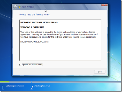 Windows 7 setup