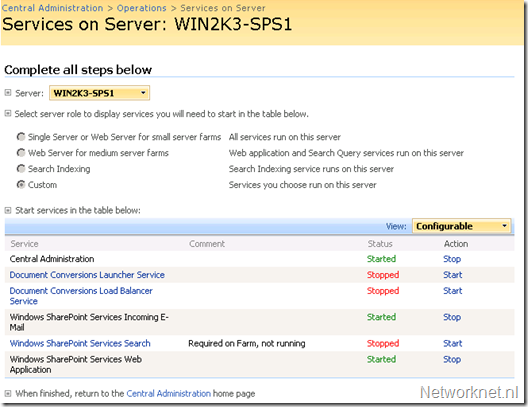 Sharepoint 2007 farm services
