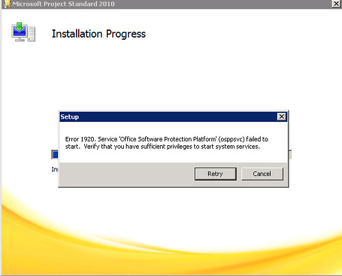 Microsoft Project 2010 error