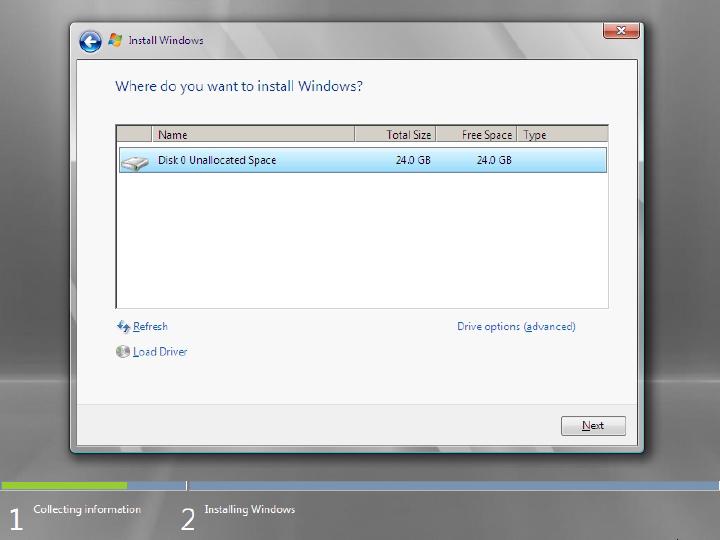 ESX 3i Installation of Windows Server 2008 RTM 64bit, image 18 of 23