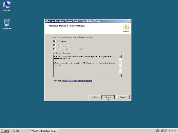 Windows Server 2008 - Install Domain Controller Role, image 9 of 17