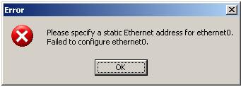VMWare ESX Error message static MAC