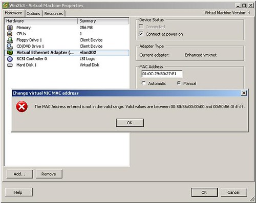 VMWare ESX Virtual Machine Properties